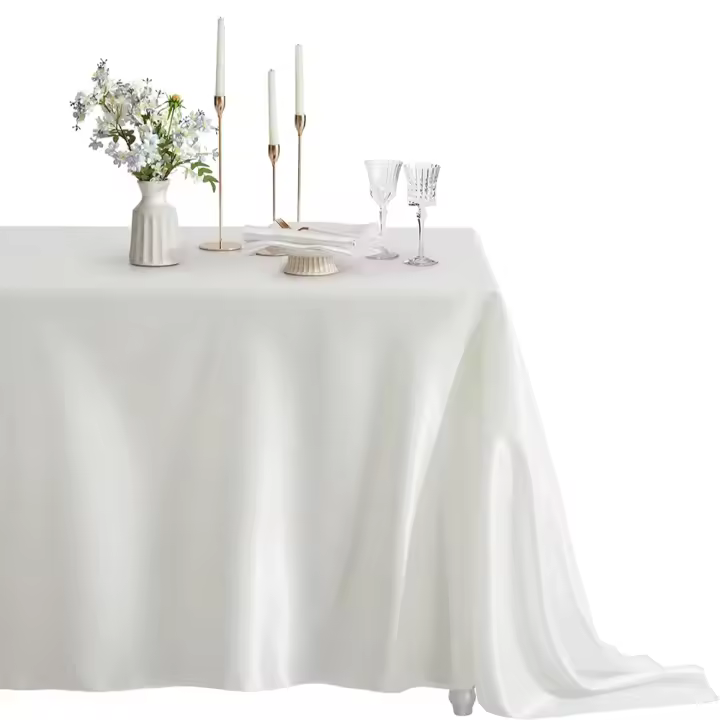 Mantel De Seda Rectangular Para Bodas Y Fiestas En Blanco Y Negro Decoración Para Banquetes Cumpleaños Y Eventos Uso Doméstico - 1