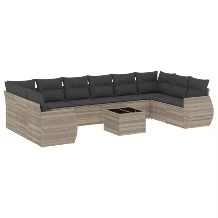 Conjunto de sofás de Jardín 11 pzas y zapatos sintético gris - 1