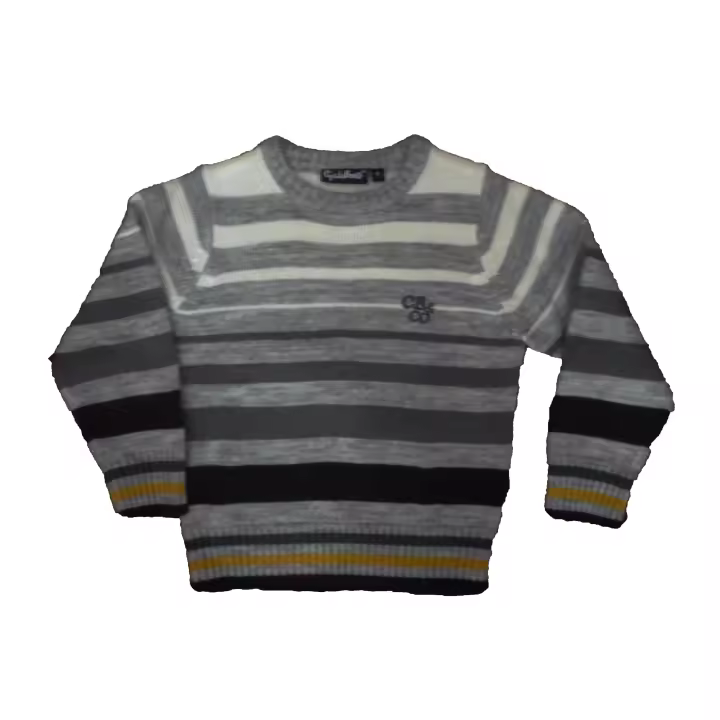 Jerséis niño Cycleband , Gris Blanco ,  4 años ,  104  ,  Lana , Invierno , Cuello redondo , Rayas - 1