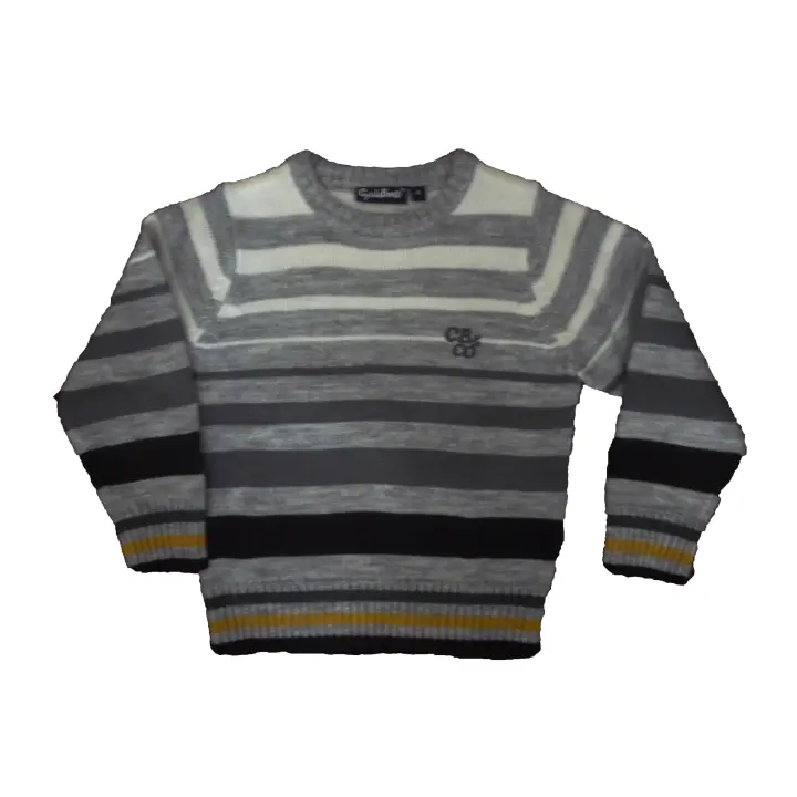 Jerséis niño Cycleband , Gris Blanco ,  4 años ,  104  ,  Lana , Invierno , Cuello redondo , Rayas - 1