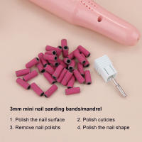 Banda De Lijado Para Uñas Mini 3mm #120 #180 #240 Acero Inoxidable Accesorios De Manicura Eléctrica Rosca Mandril Rosa - details 5