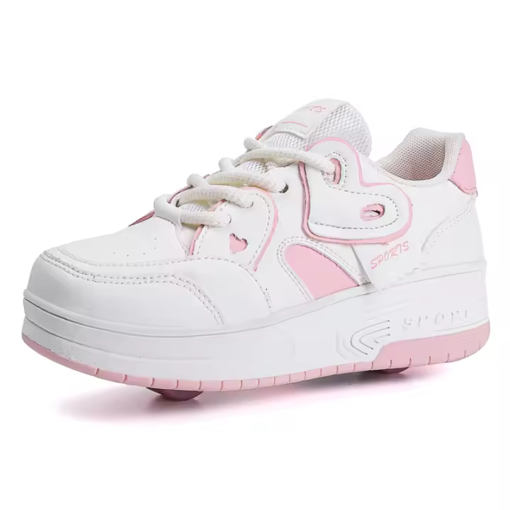 Zapatos De Caminar Con Cordones Y Transpirables Para Niñas 2024 Patinetas Deportivas Retráctiles Para Estudiantes Mujeres En Exteriores Material Superior De Cuero Suela TPR Tamaño True Fit Para Edad 7-13 - 1