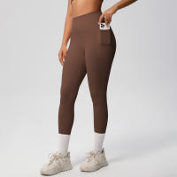 Mallas de beltada Alta para Mujer, pantalones de Yoga, Mallas con bolsillos, Push Up, ropa Deportiva para correr, pantalones de Color sólido - details 2