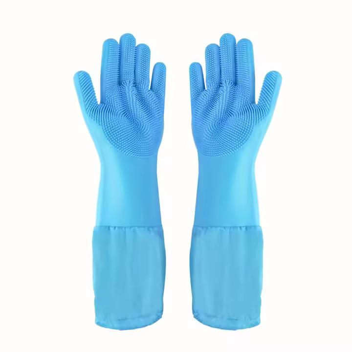 Guantes de ASEO para mascotas, Guantes para quitar el pelo de mascotas, Guantes para Lavado Gatos y Perros, Guantes De Limpieza de silicona resistentes al Calor (1 Par, Azul) - 1