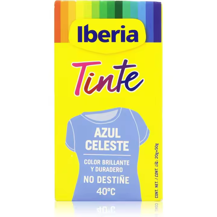 Iberia Tinte Azul Celeste Para Ropa, 40°c - 1