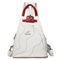 Mochila De Cuero Para Mujer Bolsa De Pecho Con Cierre De Cremallera Bolso De Viaje Para Niñas Mochila Escolar Con Múltiples Bolsillos Y Correa Desmontable - details 0