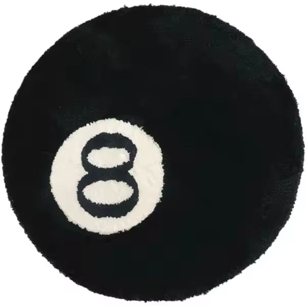 Alfombra de Billar Negra con forma de Ocho Bolas, y esponjosa, ideal para decorar El dormitorio y La Sala de estar. - 1