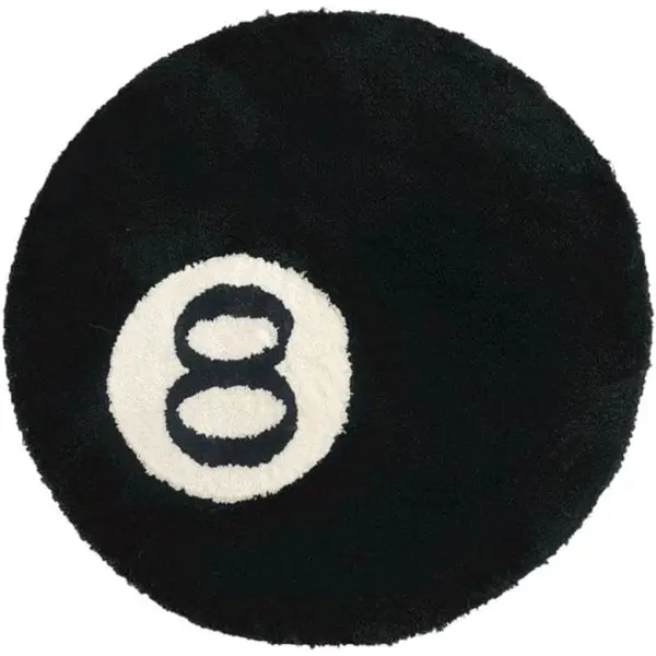 Alfombra de Billar Negra con forma de Ocho Bolas, y esponjosa, ideal para decorar El dormitorio y La Sala de estar. - 1