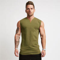 Camiseta Sin Mangas De Algodón Transpirable Para Hombre Verano Deporte Fitness Musculación Running Gimnasio V-neck - details 8