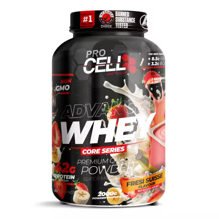 Proteina Concentrada- Whey Core 2 KG Fresi Suisse Procell Sport -  Proteína de Suero, Bajo en Carbohidratos y Grasas - 1