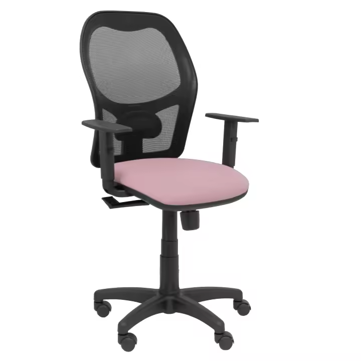 Silla Alocén malla negra asiento bali rosa brazos regulable - 1