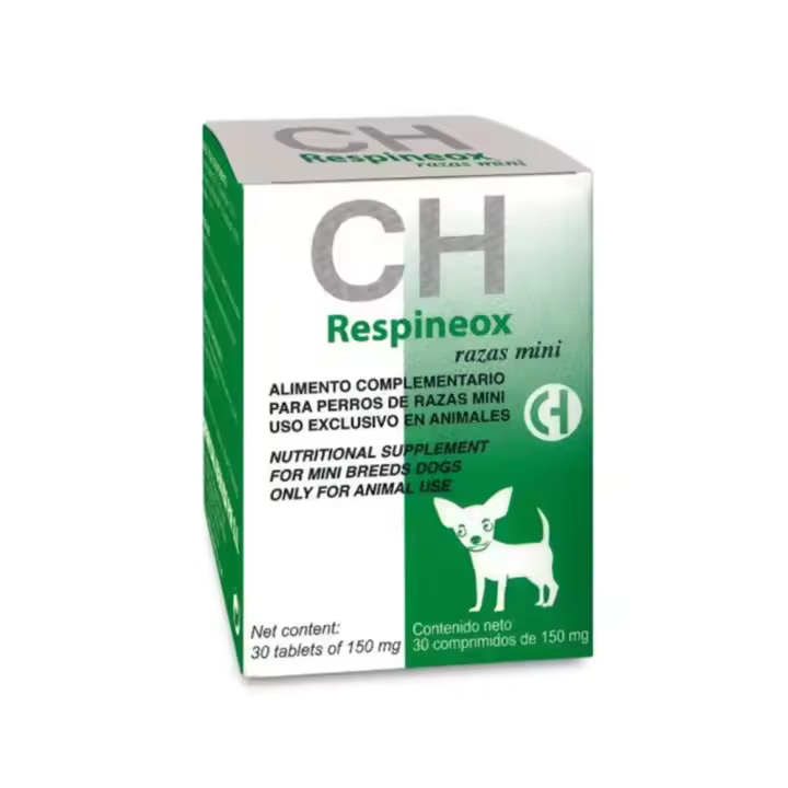 Respineox razas mini 30 comprimidos suplemento natural que alivia la tos seca y facilita la expulsión de mucosidad en perros pequeños Chemical Ibérica - 1
