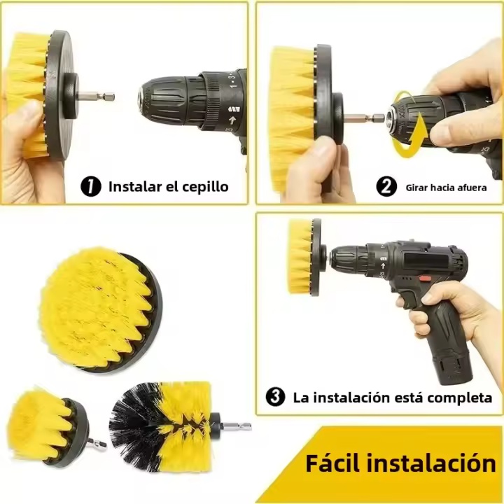 Kit De 4 Brocas Eléctricas Para Limpieza De Baño Y Cocina Cepillo De Limpieza Para Inodoro Escobillas De Nylon Para Piso Techo Y Ruedas De Coche Herramientas De Limpieza Doméstica Ambientalmente Amigables - 1