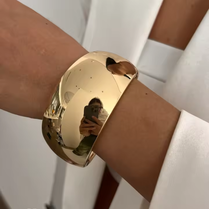 Pulsera de metal punk exagerada para mujer y hombre Ingemark estilo heavy metal brazalete oro color vintage joyería Hip Hop - 1