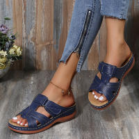 Sandalias De Tobillera Para Mujer 2023 Con Suela Antideslizante Y Plantilla Ortopédica Cremallera Superior De Cuero Genuino Estilo Retro Casual - details 15