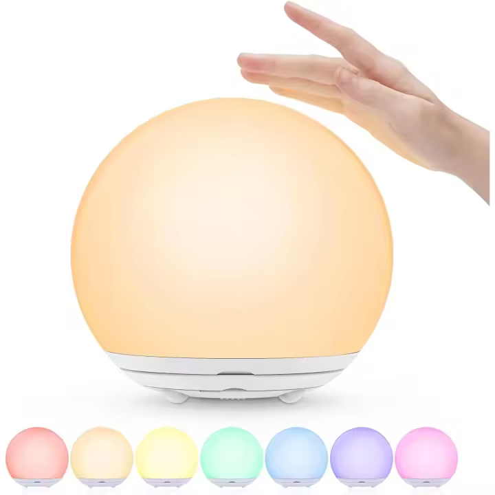 Luz de noche LED, luz de noche para niños, lámpara de mesa recargable por USB con luz cálida regulable, 7 colores, control táctil - 1