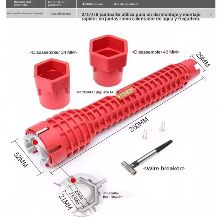Llave Multifuncional De Aseo Para Tubería Y Grifo Desmontaje De Vaso De Piso Pelviano Sólo Herramienta De Instalación - 1