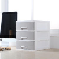 Caja de almacenamiento de escritorio de oficina, Gabinete de almacenamiento type pequeño de plástico simple, Caja de almacenamiento variado para Archivos de estudiantes en el escretorio, Gris - details 0