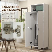 HOMCOM Armario Multiusos Armario Escobero con 2 Puertas Compartimiento Abierto y Estante Ajustable para Salón Lavadero 70x35x188 cm Blanco - details 3
