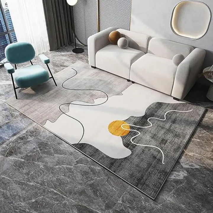 Carpetas De Estilo Japonés Con Patrón Geométrico Y Cristalinas No Eslipientes Fáciles De Cuidar Para Sala De Estar Y Dormitorio - 1