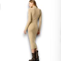 Vestido Tiffosi Chloe Mujer | Midi Beige Cuello Alto Manga Larga | Viscosa Poliéster Poliamida Ajuste Perfecto - details 1