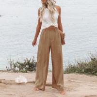 Pantalones Anchos Para Mujer Cintura Alta Elástica Trasera Negocios Casual Largo Pantalones Regulares De Pierna Recta Para Otoño/Invierno - details 26