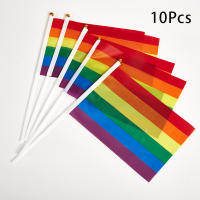 10PCS Banderas Arcoíris Pequeñas Y Fáciles De Sostener Para Festival Y Desfile De Orgullo Gay Material Plástico - details 0