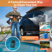 30bar Hidrolimpiadora Inalámbrica Portátil para Coche y Jardín, con Pistola 6en1, Espumador, 5m Manguera, 2xBaterías 1300mAh, para batería Makita de 18V - details 11