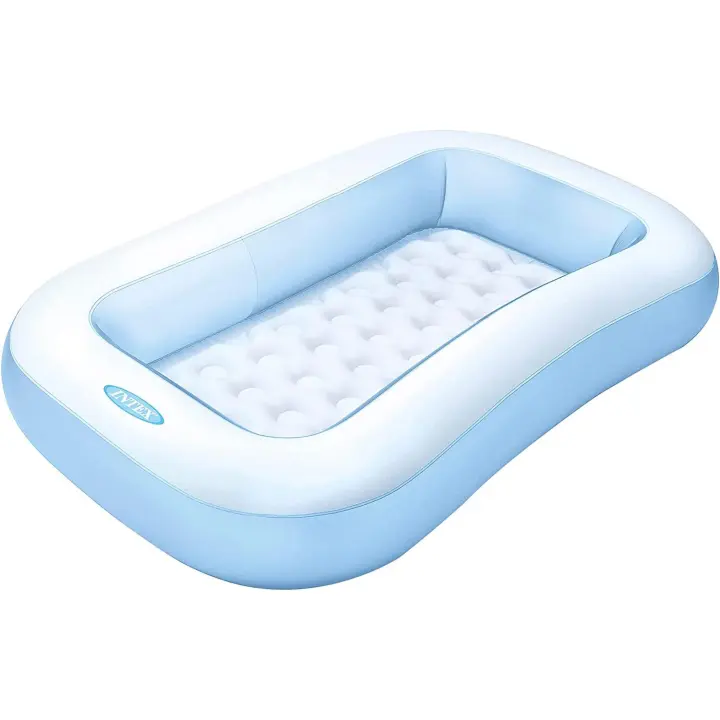 INTEX 57403 Piscina hinchable rectangular 166 x 100 x 25cm - 90 Litros, Color Azul - 1