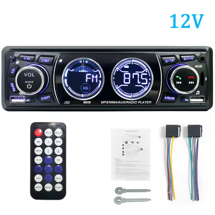Receptor De Radio De Coche Hippcron Bluetooth Estéreo MP3 60Wx4 12V Con Carga USB/TF Tarjeta Y Control Remoto Soporte 1din - 1