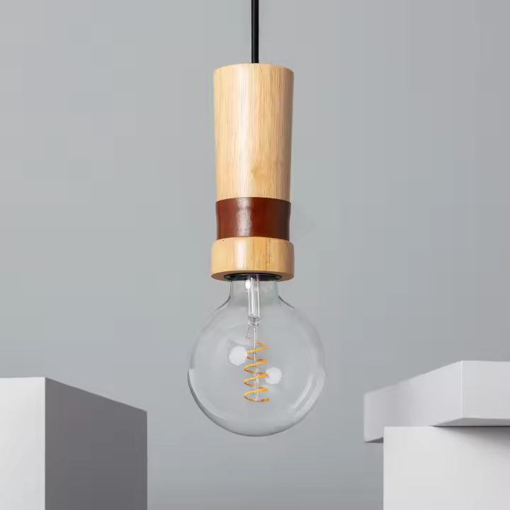 Ledkia Lámpara Colgante Madera Túria de Diseño único y Elegante para Iluminar Cualquier Espacio Interior - 1