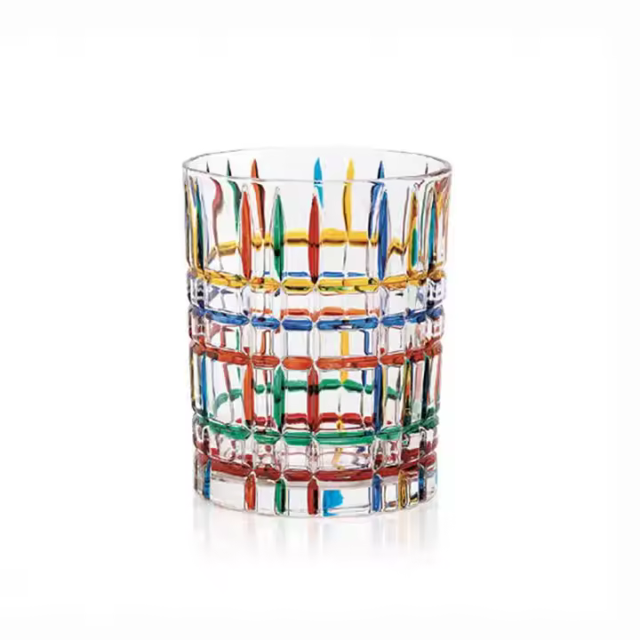 BIT Vaso de whisky de vidrio de color pintado a mano, copa de vino de cristal de color confeti arcoíris romántico, adecuado para regalos para novias, bares en casa, bodas - 1