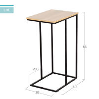 Max Home - Mesa auxiliar en forma de C, de madera y acero, 40x30x66 cm, soporta hasta 6 kg, forma rectangular, sistema de nivelación en las patas, estable y resistente, mesita de sofá, mesas auxiliares pequeñas, decoración, estilo industrial - details 3