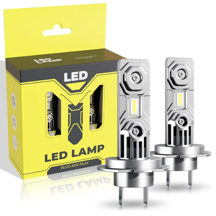 Mov Bombilla LED H7 mejorada para faro de motocicleta de coche, 300% brillo 6000K bombilla halógena de repuesto y kit de xenón-1:1 mini LED H7 haz alto/bajo, DC12V (2 bombillas) - 1