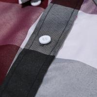 Camisa Larga Para Hombres Con Patoche Casera Top Casual De Cuadros Material Poliéster Estilo Clásico Cierre Soltero Para Todas Las Estaciones - details 2