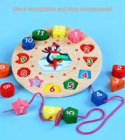 Juguetes Montessori De Madera Para Niños Puzzle De Formas Y Números Colores Sorting De Reloj Con Patrones De Pingüino Educación Temprana Aprendizaje Del Tiempo - details 1
