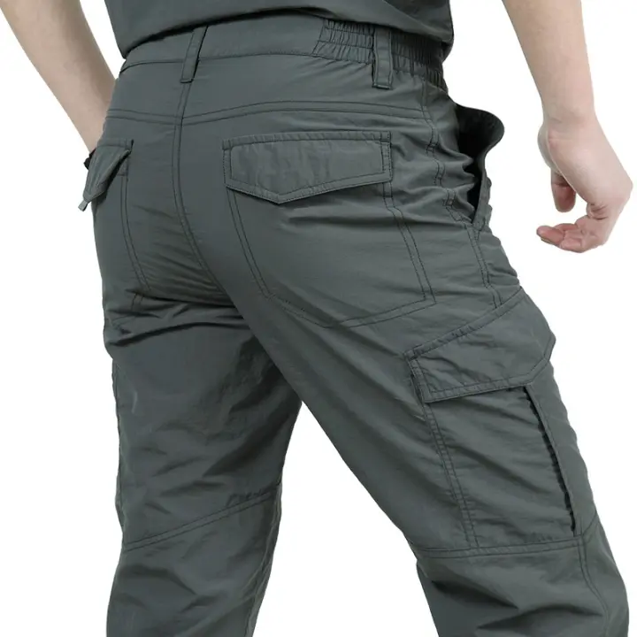 Pantalones Para Hombre Resistentes Al Agua With Múltiples Bolsos Trabajo Al Aire Libre Casual Para Acamppar Y Senderismo - 1