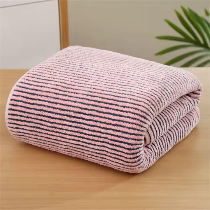 Toalla De Cara Y Baño De Velocidad Coral Absorbente Y Gruesa Toalla De Velours Suave Y Cómoda Para La Piel Tela De Algodón Yarn Dyed Rectangular Máquina Lavable - 1
