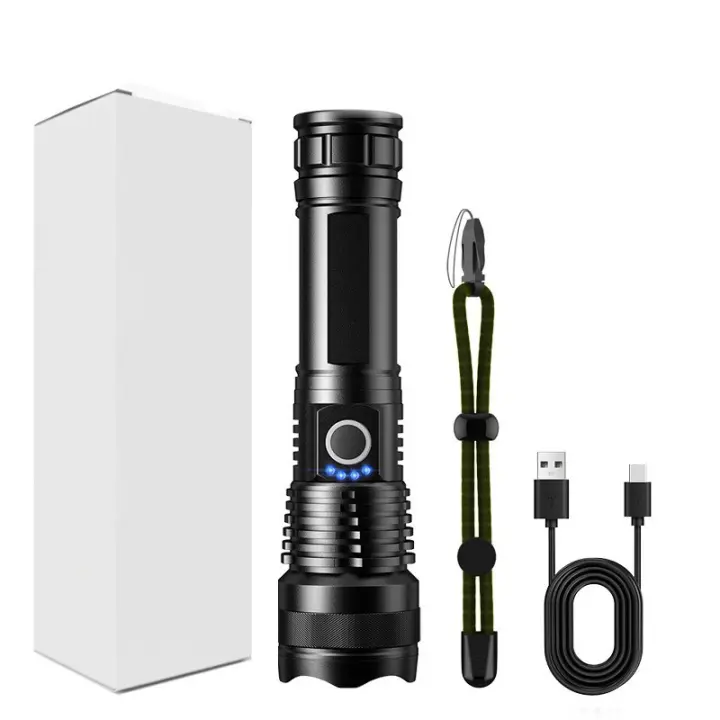 Linterna táctica LED recargable de alta potencia, lámpara con Zoom telescópico de aleación de aluminio para acampar al aire libre y pescar - 1