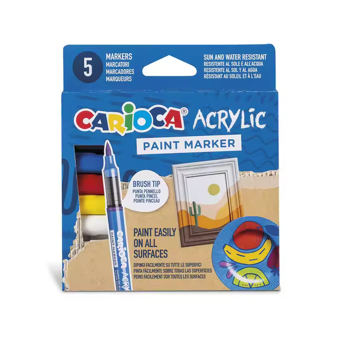 UNIVERSAL ROTULADOR CARIOCA ACRILICO 5 UNIDADES COLORES SURTIDO ACRYLIC MARKER 1x12x16 Cms. - 1