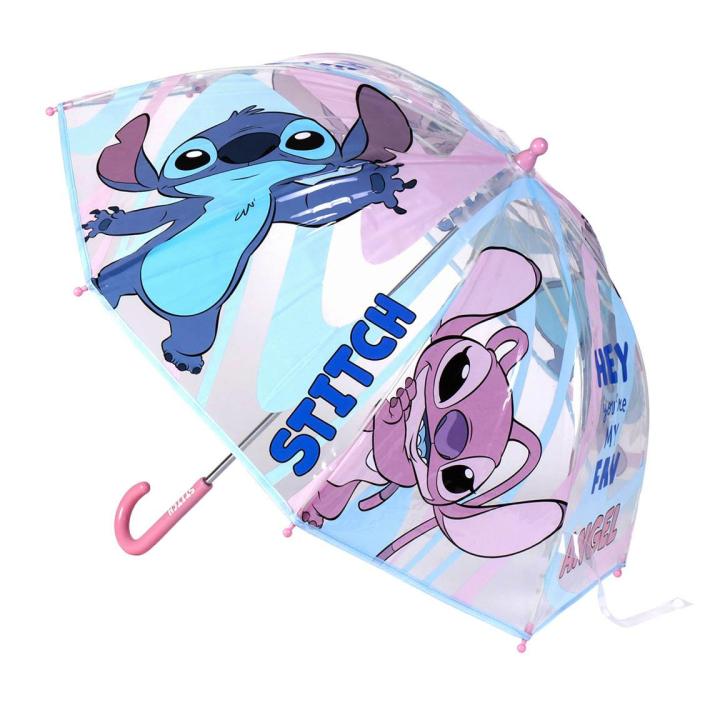 Paraguas Infantil Lilo&Stitch Transparente - Forma Burbuja, 67 Cm Diámetro