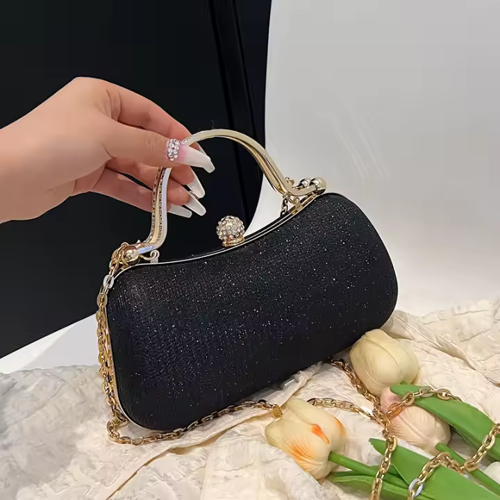 Bolso De Noche Para Mujer Cadena Bolso De Comida Moda Cruzado Vintage Bolsa De Mancuerna Satchel Material PU Con Lining De Poliéster - 1