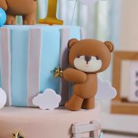 Toppers De Pastel Oso Oscuro Para Fiesta De Cumpleaños De Niños Y Niñas Decoración De Pastel Con Letras Oso Estrellas Nubes Para Baño De Muyerno - details 3