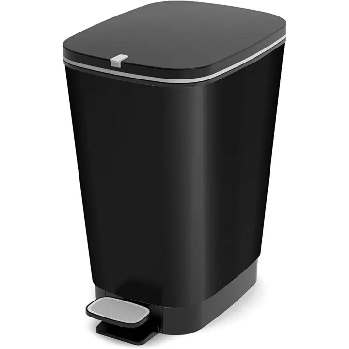 Cubo de Basura con Pedal Antideslizante 30L - Curver Chic Bin, Acero, 29cm Ancho - 1