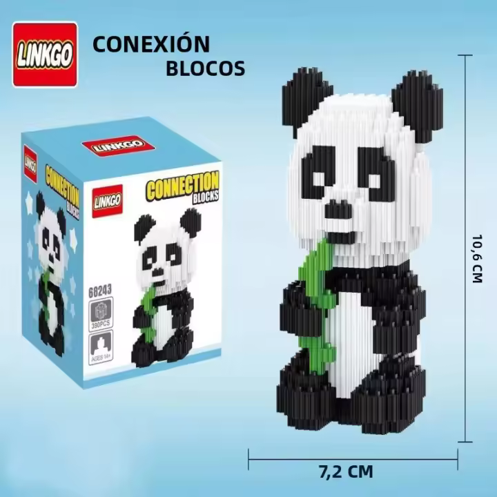 Linkgo Panda Modelo De Animal 390 Piezas Bloques De Construcción Mini Auto-Desbloqueables Para Niños Juguete Educativo De Artesanía DIY - 1