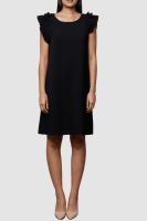 Vestido liso para mujer marca BanBat, con cuello redondo y manga corta con un delicado detalle de volantes en los hombros que le aporta un toque único y elegante- REF: P58871-1 - details 0