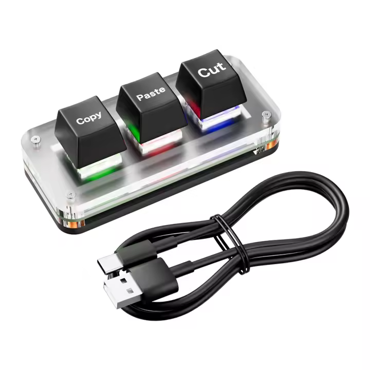 Teclado Mini RGB Con Atajos X C V Teclado De Macro De 3 Teclas USB Tipo-C Para Juegos De Rhythm Trabajo Contable Ammtoo - 1