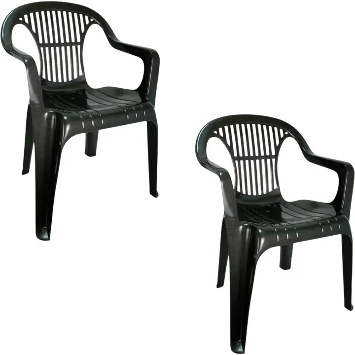 COSHANO Set de Sillas plasticas para Terraza, Jardín, Patio, Playa, Camping, apilables (2X Gris Antracita) - 1