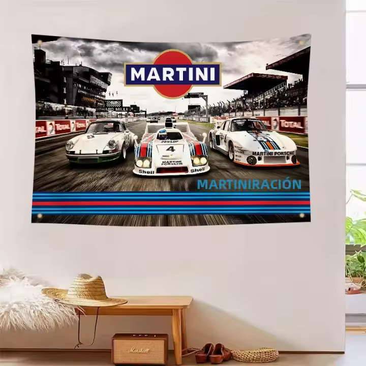 Bandera De Carreras De Coches Martini Para Decoración De Habitaciones Y Exterior Con Cuatro Agujeros Decoración De Sala De Trabajo - 1