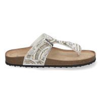 Davinia Shoes Sandalia Plana para Mujer, con Planta Bio, Comoda, Estilo Esclava con Piedras de Strass en la Pala y Detalle de Hebilla. Shoes&Blues.es AY-3067-Blanco - details 1